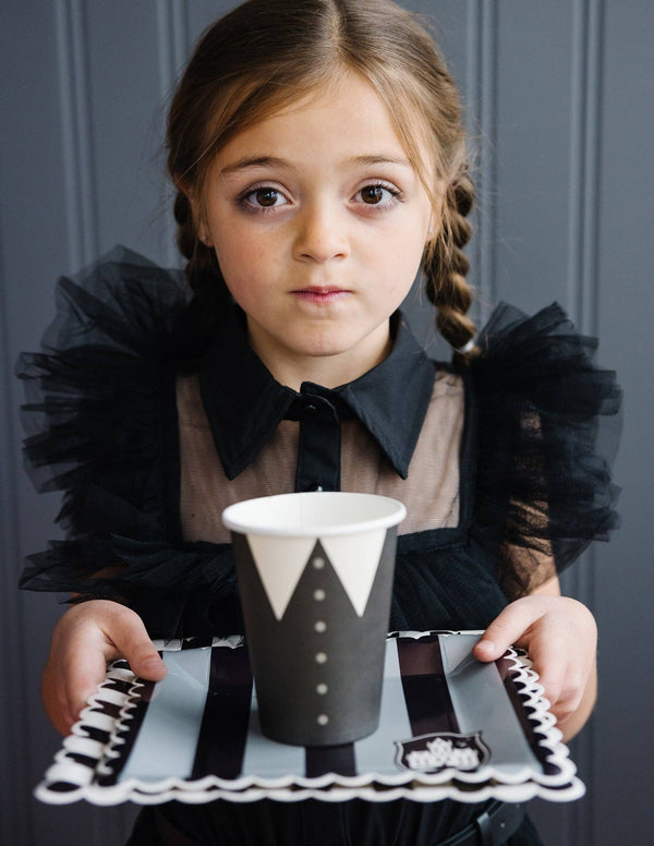 White Lapel Halloween Cups Little Girl - Oh SO Fancy Party