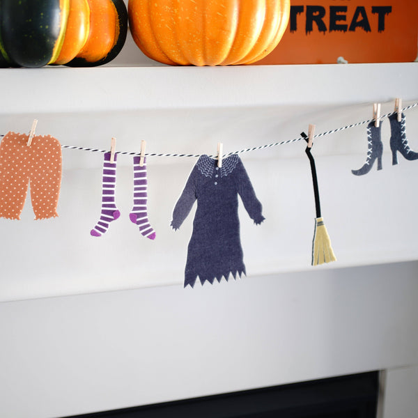 Witch's Wardrobe Halloween Garland Socks | Oh SO Fancy Party 