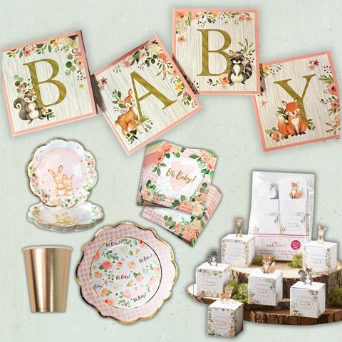 Woodlandfloralbunnybabyshowerbundle