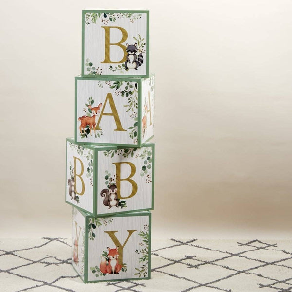Woodland Baby Block Baby Shower Decor Set - Oh So Fancy Party