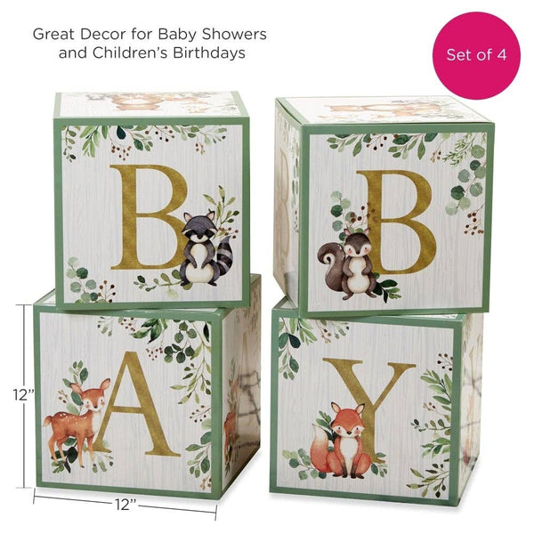 Woodland Baby Block Baby Shower Decor Set - Oh So Fancy Party