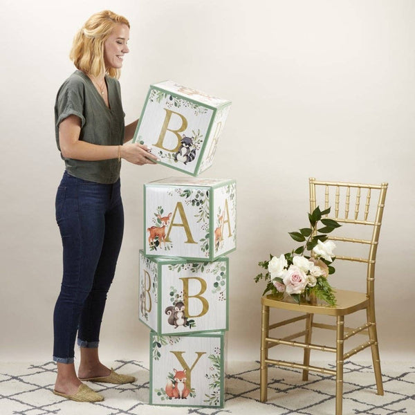 Woodland Baby Block Baby Shower Decor Set - Oh So Fancy Party