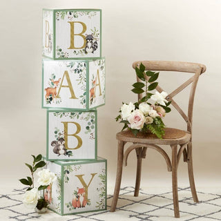 Woodland Baby Block Baby Shower Decor Set - Oh So Fancy Party