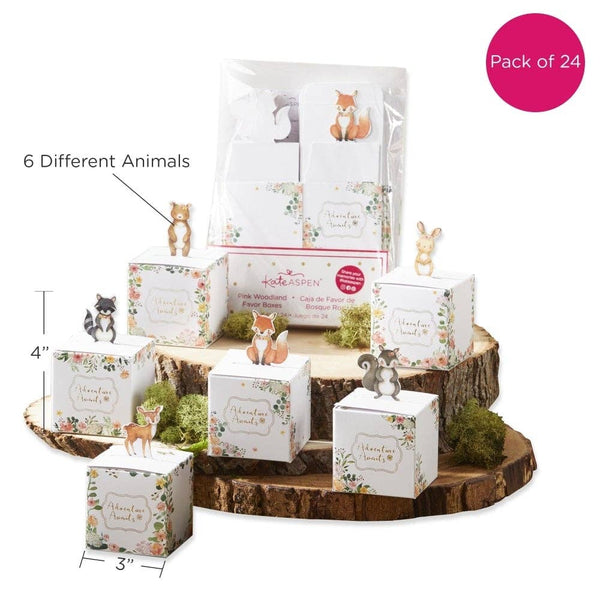 Woodland Baby Pink Floral Favor Boxes | Oh So Fancy Party