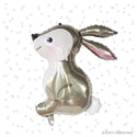 Silver bunny-shaped balloon on a white background