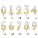 White & Gold Number Candles | Individual Birthday Cake Candles