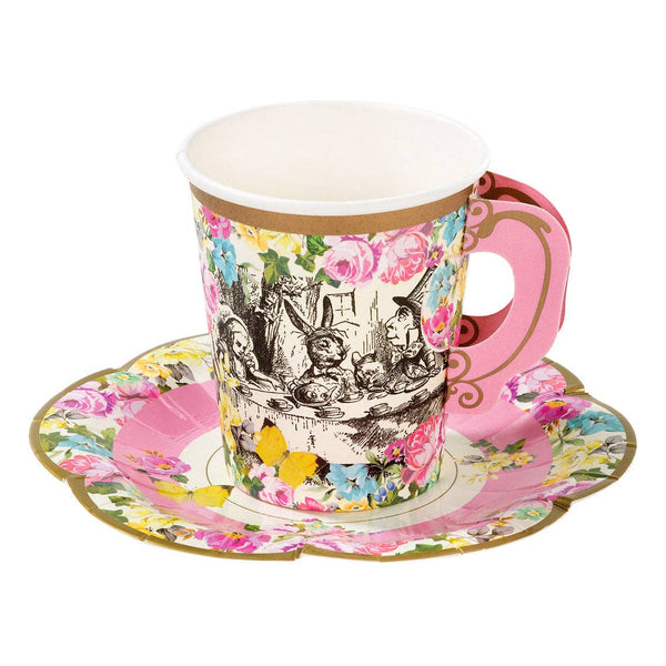 Alice in Wonderland Pink Cups & Saucers