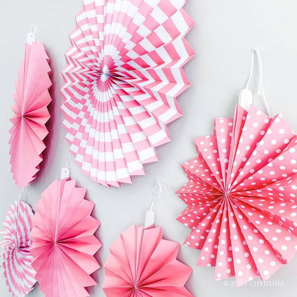 Pink Party Fans - Set of 6