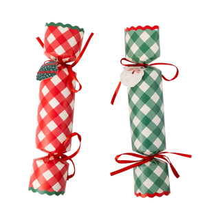 Red and Green Gingham Christmas Crackers