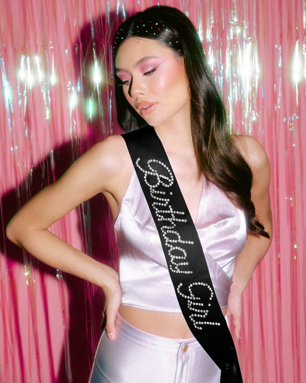 Birthday Girl Sash with Black Rhinestones