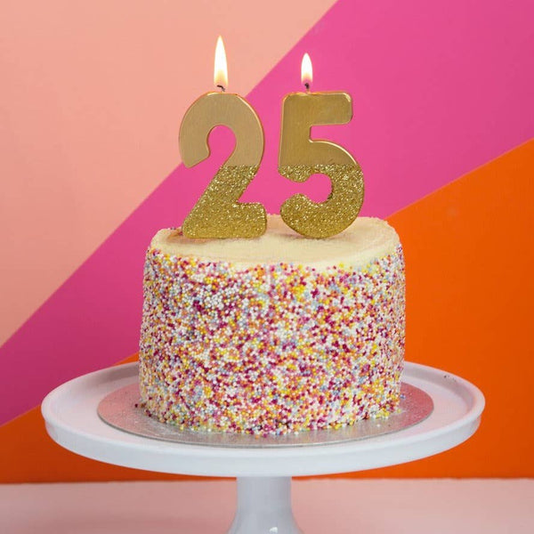 Gold Glitter Number Birthday Candles
