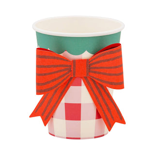 Plaid Cup with Bow - Holiday Christmas Party Cups