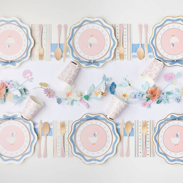 ELEGANT BLUE & GOLD BOW DINNER PLATES