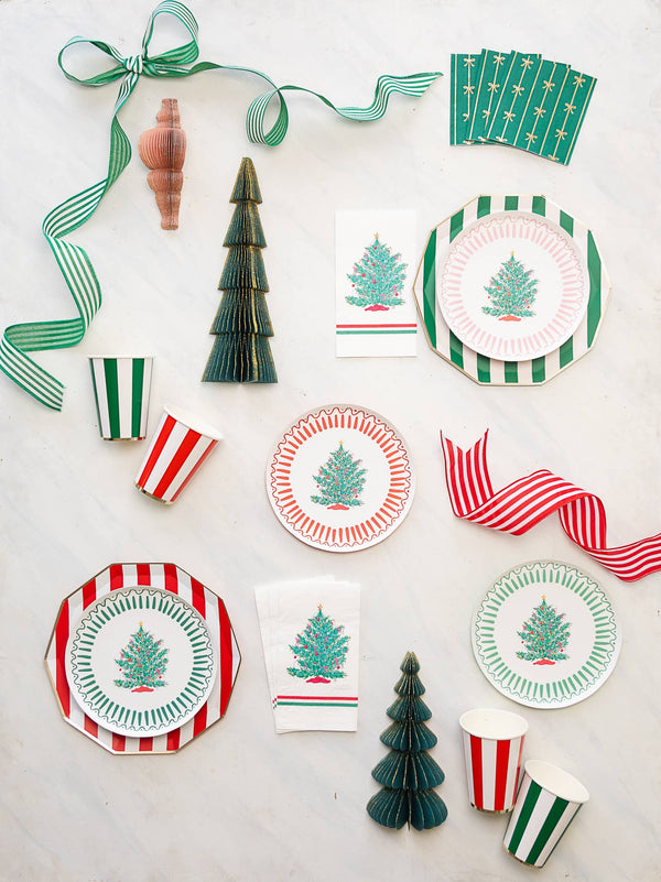 Emerald Cabana Stripe Party Cups (12 oz, Set of 8)