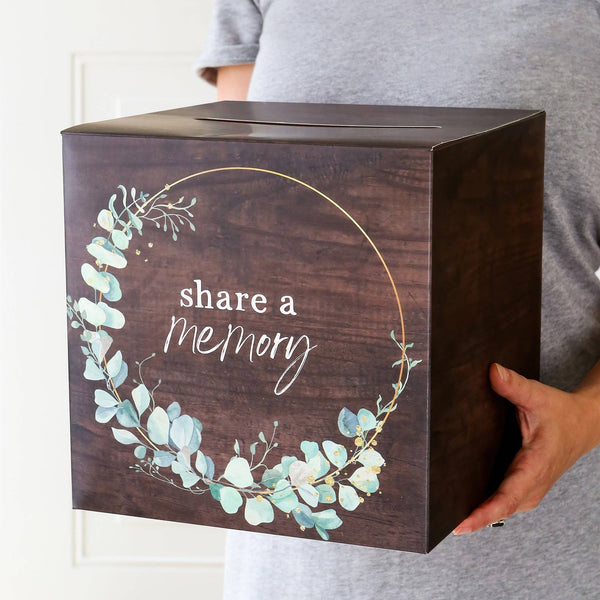 Celebration of Life Memory Funeral Guest Book and Box for Memorial Service