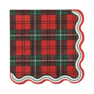 Red and Green Plaid Christmas Cocktail Napkins