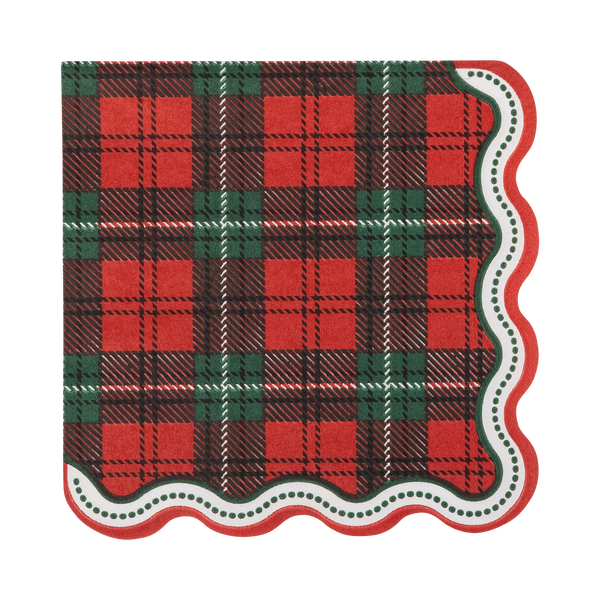 Green Plaid Christmas 10" Square Dinner Plates