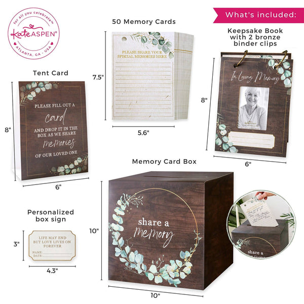 Celebration of Life Memory Funeral Guest Book and Box for Memorial Service