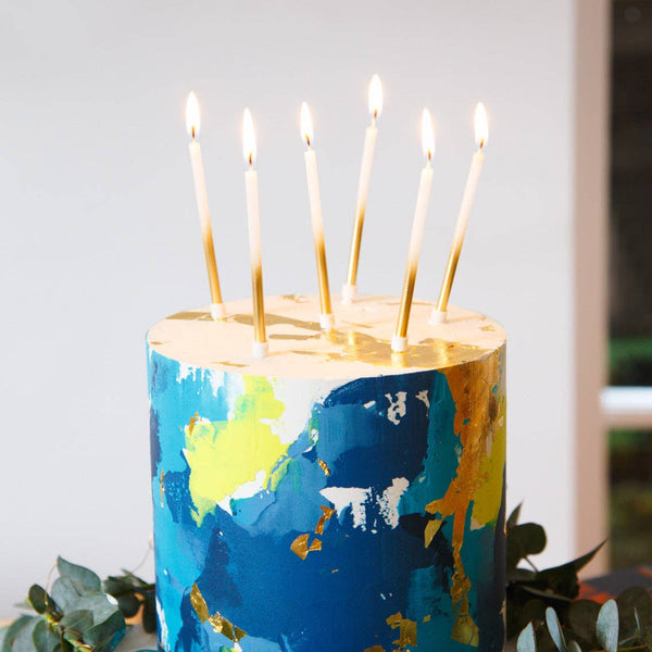White & Gold Candles - 16 Pack | Birthday Candles