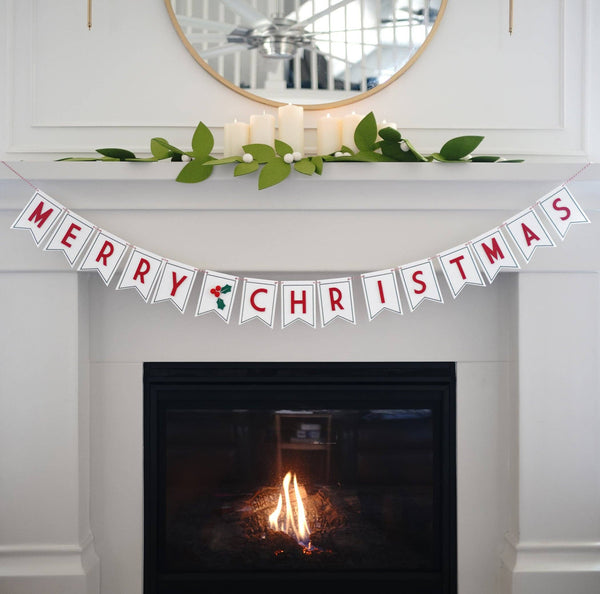 Merry Christmas Banner White