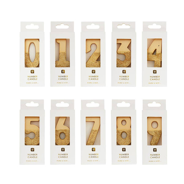 Gold Glitter Number Birthday Candles