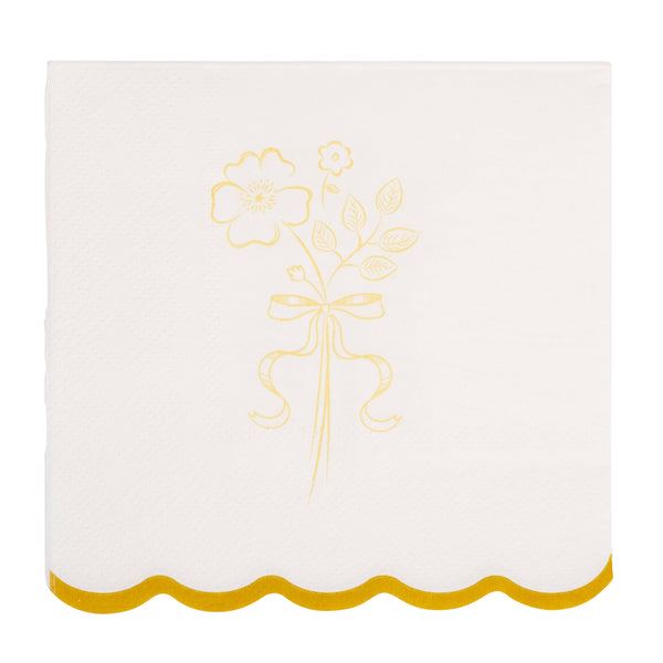 Gold Foil Floral Cocktail Napkin