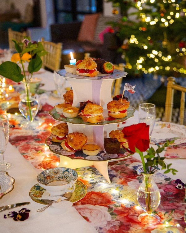 3 Tier Floral 2-Sided Cupcake Stand