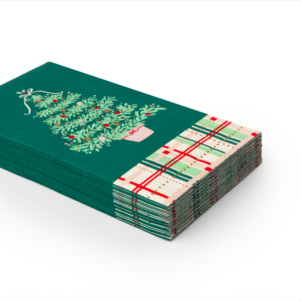 Christmas Tree Plaid Guest Towels, 3-Ply (Set of 20)