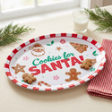 Christmas Cookie Serving Tray styled with cookies, milk, and festive accents