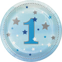 One Little Star Plates - Blue Silver 1st Birthday Plates 8 Pack