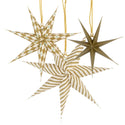 Gilded Paper Stars Christmas Tree Decorations - 3 Pack