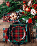 Green Plaid Christmas 10" Square Dinner Plates