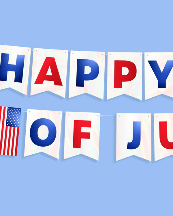 Stars & Stripes Patriotic Banner - white foil 5 ft banner