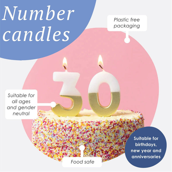 White & Gold Milestone Candles Set | Cake Candles
