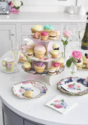 3 Tier Floral 2-Sided Cupcake Stand