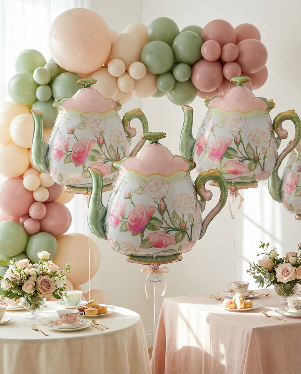 Floral Teapot Foil Balloon