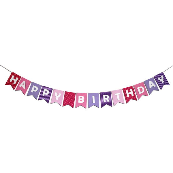 Reusable Happy Birthday Banner - Pink Purple Felt Party Decoration