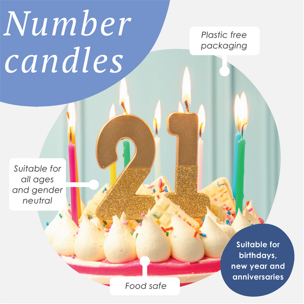 Gold Glitter Number Birthday Candles