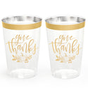 Give Thanks Cups - 30 gold foil plastic cups