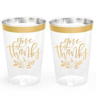 Give Thanks Cups - 30 gold foil plastic cups