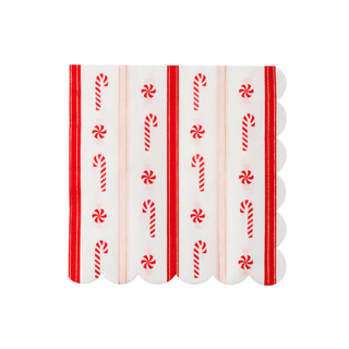 Christmas Peppermint Candy Scalloped Napkins (Set of 20)