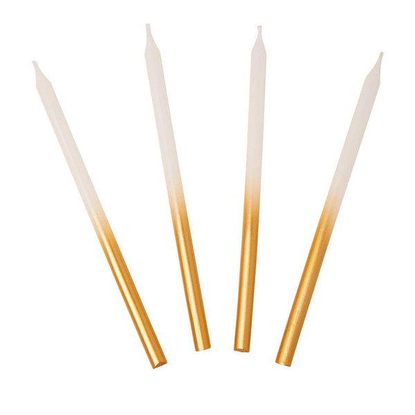 White & Gold Candles - 16 Pack | Birthday Candles