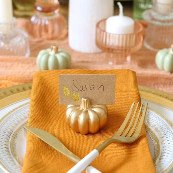 Harvest Gold Pumpkin Place Card Holders