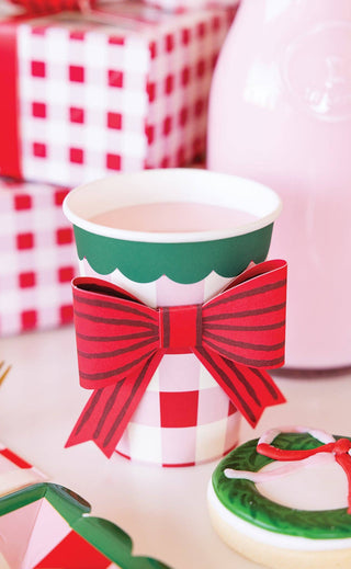 Plaid Cup with Bow - Holiday Christmas Party Cups