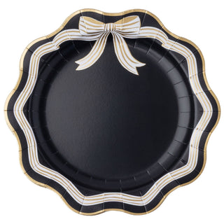 Elegant Black & White Bow Dinner Plates (Set of 8)