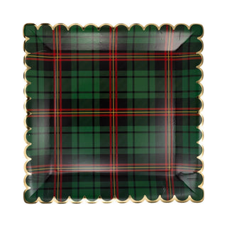 Green Plaid Christmas 10" Square Dinner Plates