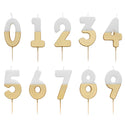 White & Gold Number Candles | Individual Birthday Cake Candles