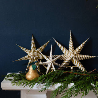 Gilded Paper Stars Christmas Tree Decorations - 3 Pack