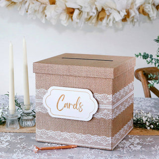 Rustic Elegance Wedding and Party Card Box - Burlap and Lace
