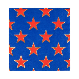 Red and Blue Star Cocktail Napkin